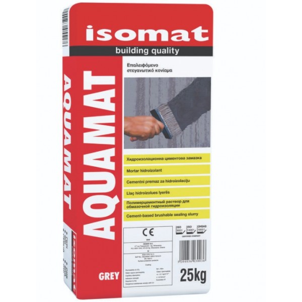Φωτογραφία προϊόντος: AQUAMAT ISOMAT Στεγανωτικο επαλειφωμενο κονιαμα Grey 25kgr