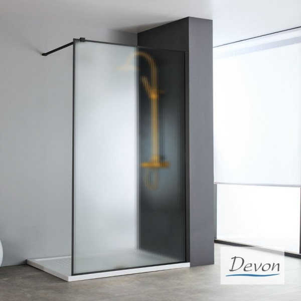 Φωτογραφία προϊόντος: Devon Iwis Walk-In 80 Black Matt IW80FC-400 77-79x200cm Fluted Διαχωριστικό Ντουζιέρας