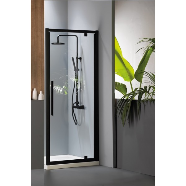 Φωτογραφία προϊόντος: Devon Flow Pivot Black Matt PF90C-400 87-91x195cm Clean Glass Πόρτα Ντουζιέρας Με 1 Ανοιγόμενο Φύλλο