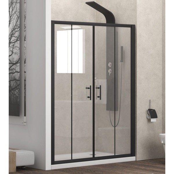 Φωτογραφία προϊόντος: Karag Flora 600 145,5-150,5 x 190Υ cm Καμπίνα Ντουζιέρας Από Τοίχο Σε Τοίχο black mat