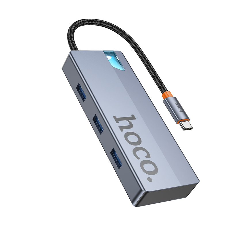 Φωτογραφία προϊόντος: USB Hub Hoco HB50 Wow 5-in-1 USB-C σε HDTV+PD+ 3 χ USB3.0 Γκρι 18cm