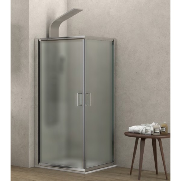 Φωτογραφία προϊόντος: Karag New Flora 100 90x90x180cm Τετράγωνη Καμπίνα Ντουσιέρας Γωνιακής Εισόδου Με Κρύσταλλο Αμμοβολής (Fabric)