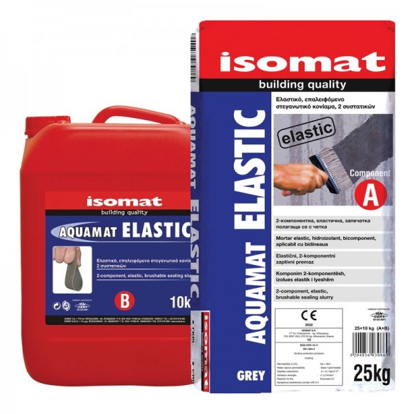 Φωτογραφία προϊόντος: AQUAMAT-ELASTIC A+B 35 KGR ISOMAT Ελαστικο επαλειφωμενο κονιαμα Γκρι