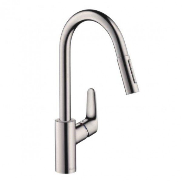 Φωτογραφία προϊόντος: HANSGROHE FOCUS 31815800 Μπαταρια κουζινας παγκου με αποσπωμενο ντους 2 ροων και σπυραλ Inox Mat