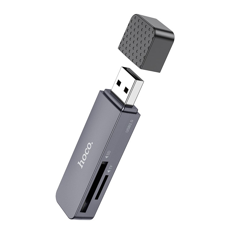 Φωτογραφία προϊόντος: 2ADD149A-D3CC-EF11-9A7B-C174DFB988E4 Αναγνώστης Κάρτας Μνήμης Hoco HB45 Spirit 2-σε-1 USB 2.0 έως 480Mbps και 2TB για Micro SD και SD Γκρ