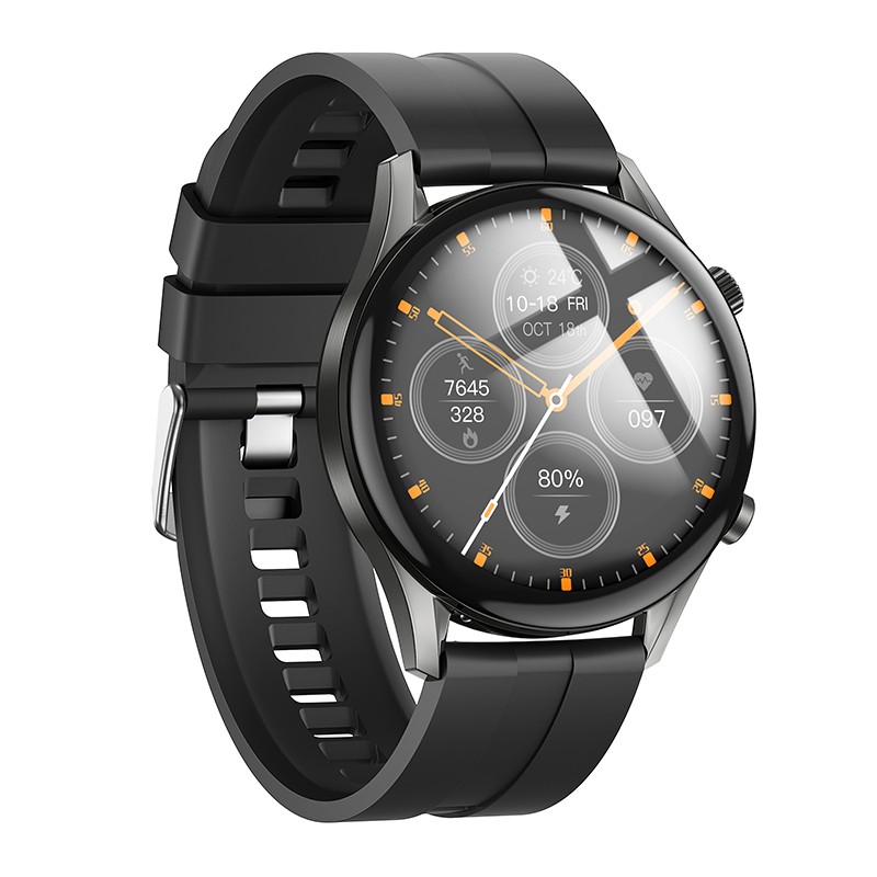 Φωτογραφία προϊόντος: 2ADD149A-D3CC-EF11-9A7B-C174DFB988E4 Smartwatch Hoco Y7 Pro IP67 με Δυνατότητα Κλήσεων Silicon Band Metal Grey