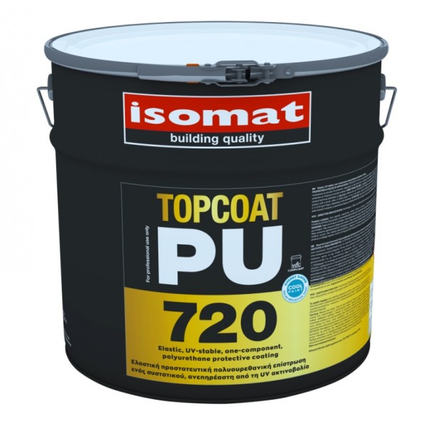 Φωτογραφία προϊόντος: ISOMAT TOPCOAT-PU 720 WHITE, ελαστική πολυουρεθανική βαφή 5kgr