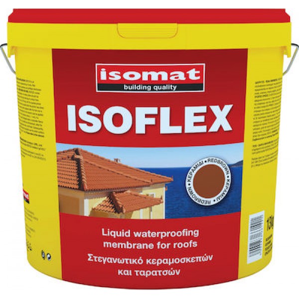 Φωτογραφία προϊόντος: ISOFLEX ISOMAT Ελαστομερες επαλειφομενο στεγανωτικο ταρατσων 25kgr Κεραμιδί