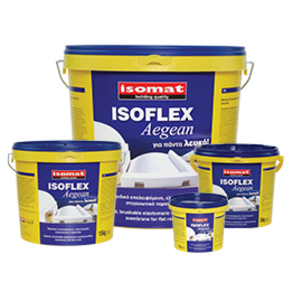 Φωτογραφία προϊόντος: ISOMAT ISOFLEX AEGEAN 13 KGR Υβριδικό επαλειφόμενο, ελαστομερές στεγανωτικό ταρατσών λευκο