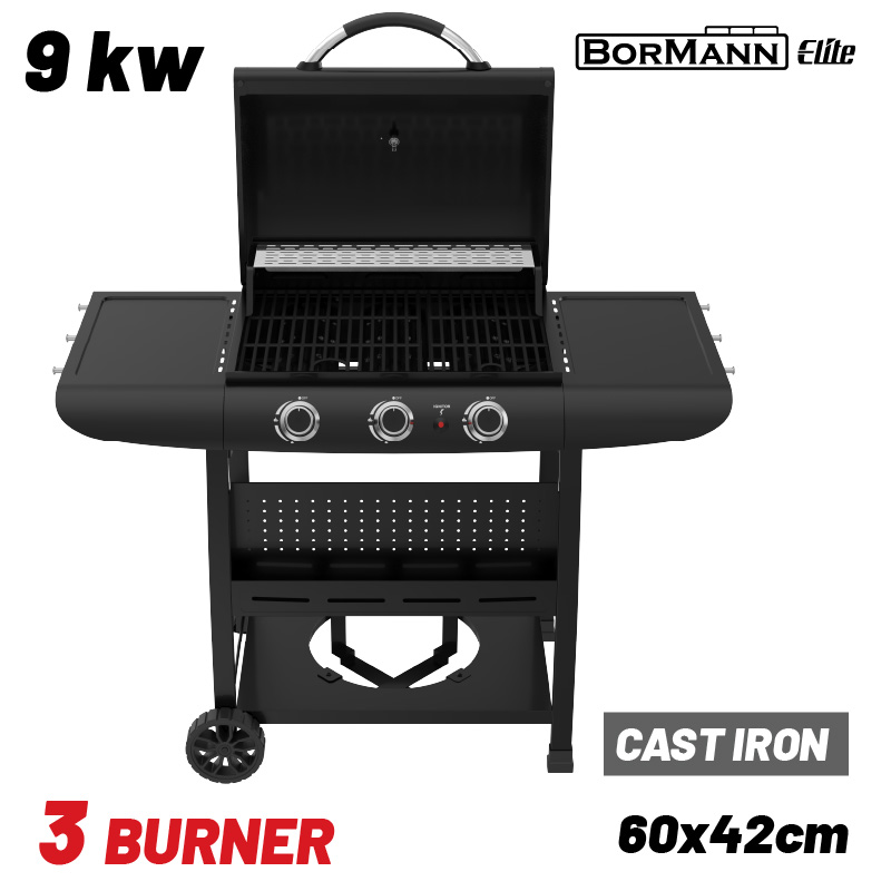 Φωτογραφία προϊόντος: BORMANN Elite BBQ6030 Ψησταριά Υγραερίου FORGE 3 Εστιών με Μαντεμένια Σχάρα
