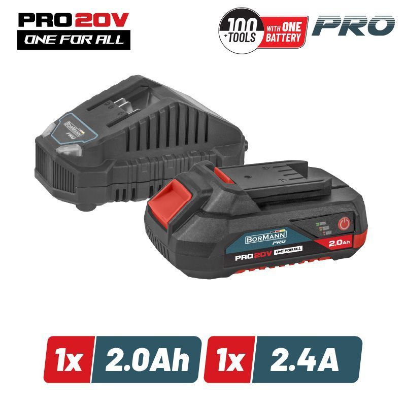 Φωτογραφία προϊόντος: BORMANN Pro BBP9920 Starter Kit 20V, Mπαταρία 2.0Ah & Φορτιστής 2.4Α