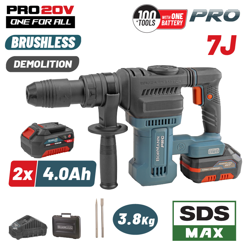 Φωτογραφία προϊόντος: BORMANN Pro BBP5311X44CA Κατεδαφιστικό Πιστολέτο Μπαταρίας 20V,Brushless,2x4Ah,7J,SDS-Max & Βαλίτσα (084914 αποτελ. από 073857 + 032960 + 082241)