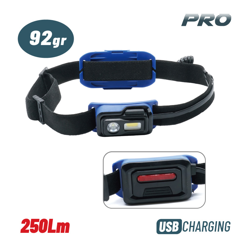 Φωτογραφία προϊόντος: BORMANN Pro BPR6033 Φακός Κεφαλής Επαναφορτιζόμενος Διπλής λειτουργίας,250Lm,Αδιάβροχος (072331)