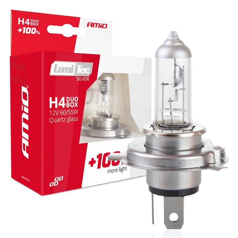 Φωτογραφία προϊόντος: H4 12V 60/55W P43t LUMITEC SILVER ΑΛΟΓΟΝΟΥ +100% UP TO 25m AMIO - 2 ΤΕΜ.