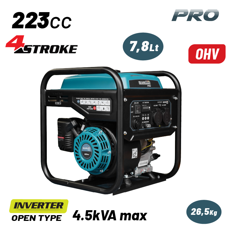 Φωτογραφία προϊόντος: BORMANN Pro BGB4045 Γεννήτρια Βενζίνης Inverter Ανοιχτού Τύπου 350W, 223c