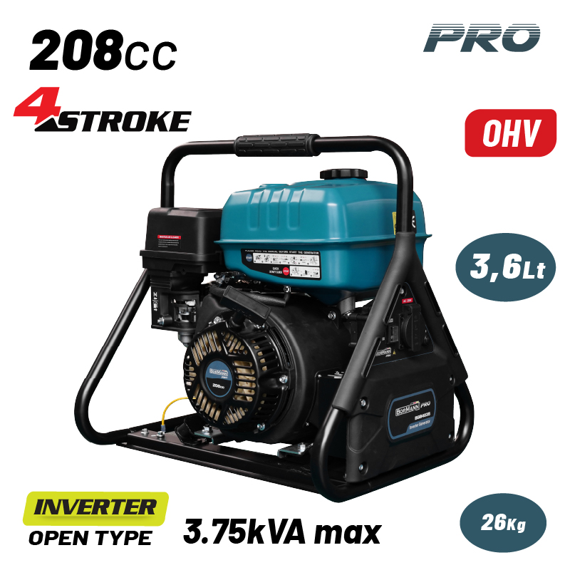 Φωτογραφία προϊόντος: BORMANN Pro BGB4035 Γεννήτρια Βενζίνης Inverter Ανοιχτού Τύπου 3000W,208cc,1x16A