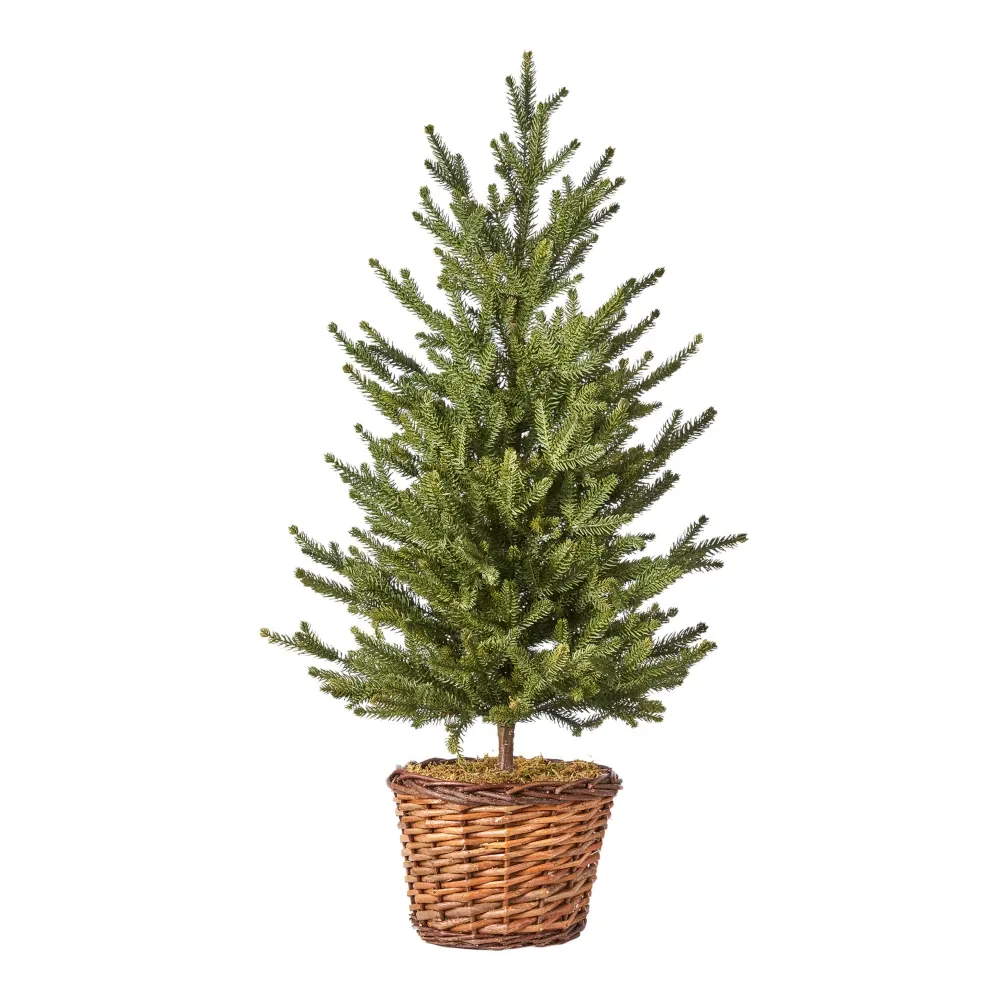 Φωτογραφία προϊόντος: Ecobags Χριστουγεννιάτικο Διακοσμητικό Ελατάκι Πράσινο σε Βάση Rattan 80cm