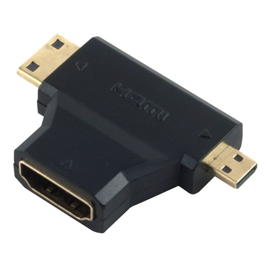 Φωτογραφία προϊόντος: POWERTECH adapter HDMI 19pin (F) σε Mini HDMI (M) & Micro HDMI (M)