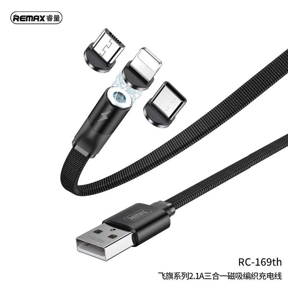 Φωτογραφία προϊόντος: REMAX καλώδιο USB Magnetic 3in1 RC-169th Black