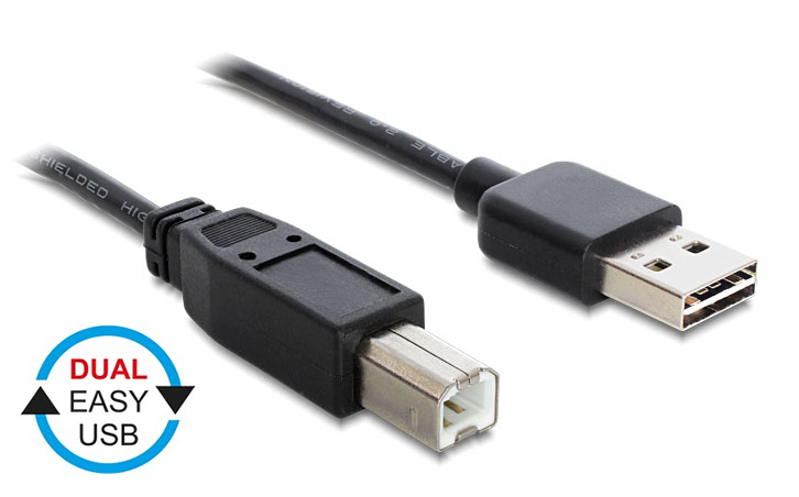 Φωτογραφία προϊόντος: POWERTECH Καλώδιο USB 2.0 σε USB Type B Dual Easy USB 1,5m Μαύρο