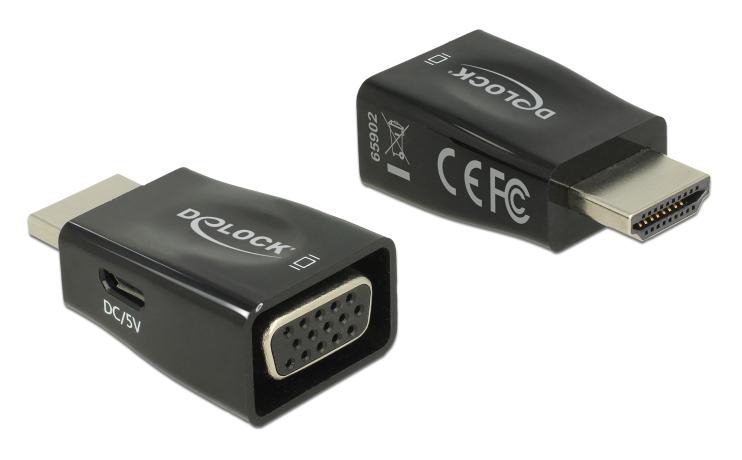 Φωτογραφία προϊόντος: DELOCK αντάπτορας HDMI σε VGA & micro USB 65902, μαύρος