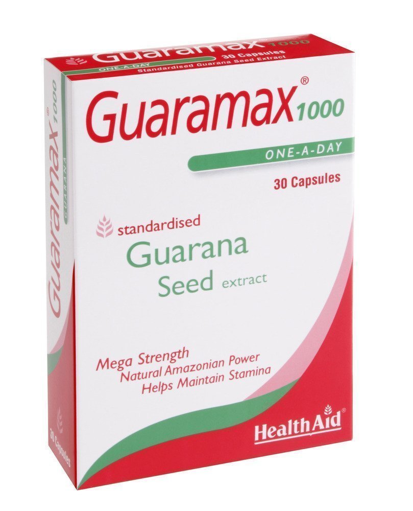 Φωτογραφία προϊόντος: HEALTH AID Guaramax 1000mg Συμπλήρωμα Διατροφής με Γκουαρανά, 30 caps