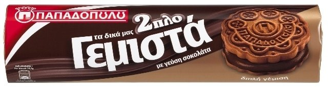Φωτογραφία προϊόντος: ΟΕΜ Μπισκοτα Γεμιστα Παπαδοπουλου Διπλη Γεμιση Σοκολατα 230Γρ (02-04226)
