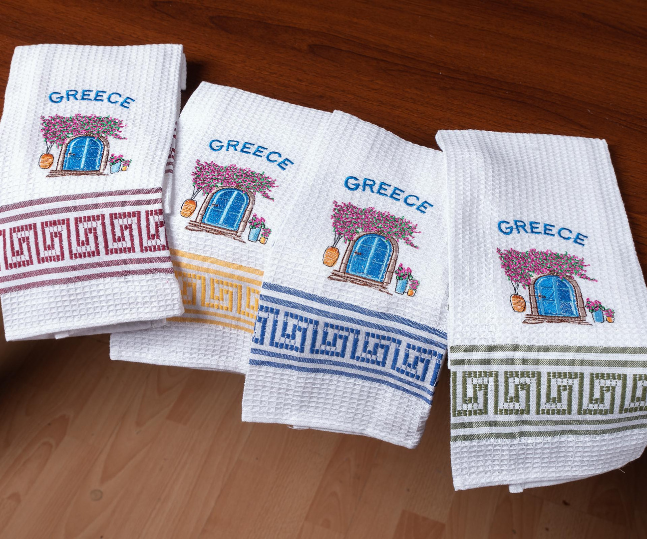 Φωτογραφία προϊόντος: SilkFashion Σετ 12 τεμαχίων ποτηρόπανα (45cm x 65cm) πόρτα GREECE