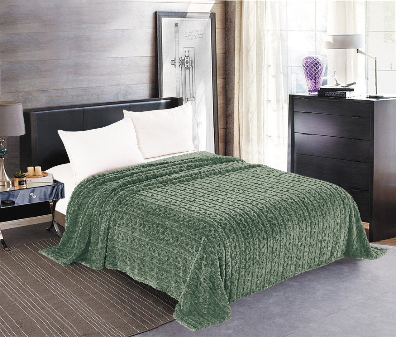 Φωτογραφία προϊόντος: SilkFashion Κουβέρτα fleece braid (220cm x 240cm) πράσινο