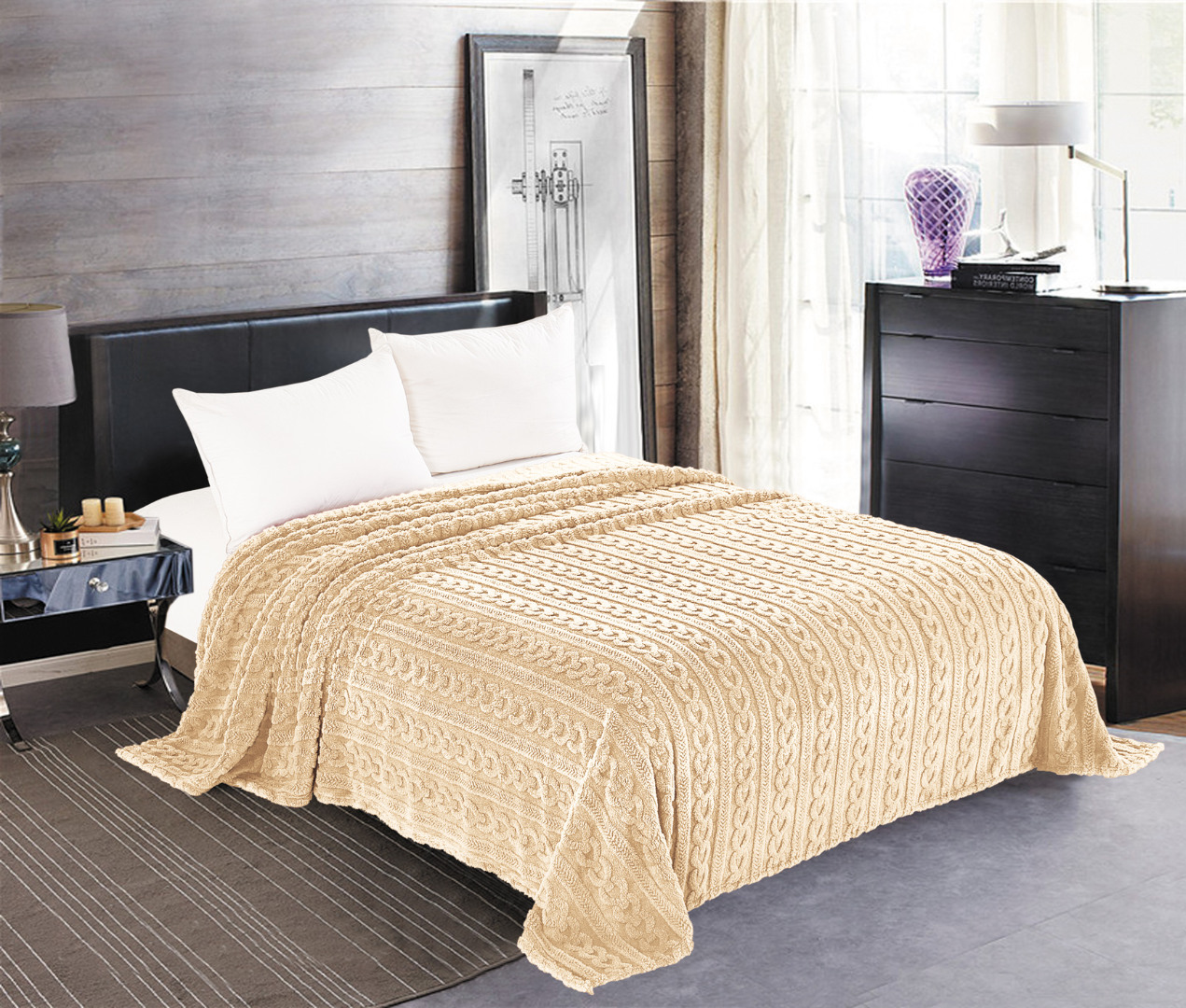 Φωτογραφία προϊόντος: SilkFashion Κουβέρτα fleece braid (160cm x 220cm) ivory