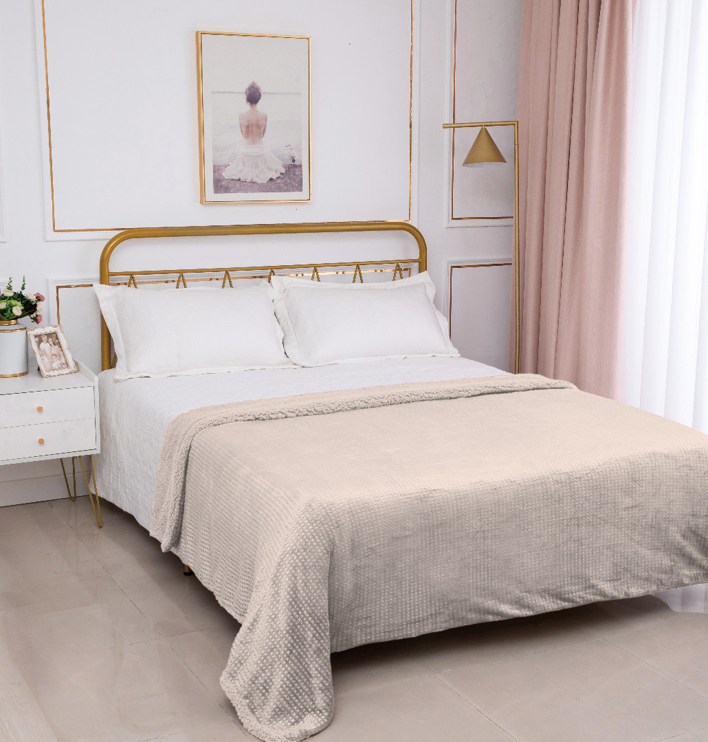 Φωτογραφία προϊόντος: SilkFashion Κουβέρτα με sherpa damask (170cm x 220cm) camel