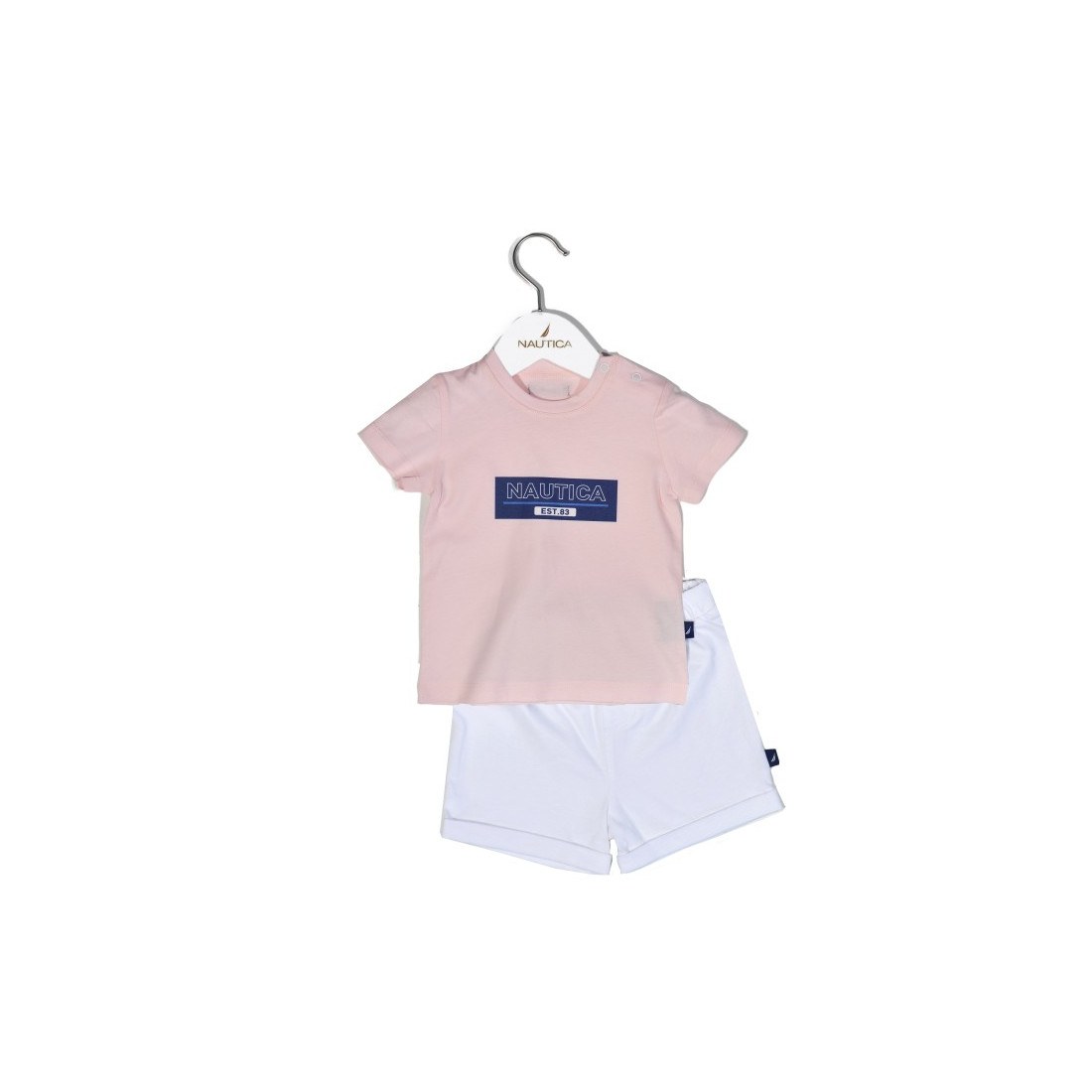 Φωτογραφία προϊόντος: Nautica Design 12 Σετ T-Shirt & Shorts Jersey Pink/White 80cm 9-12 μηνών