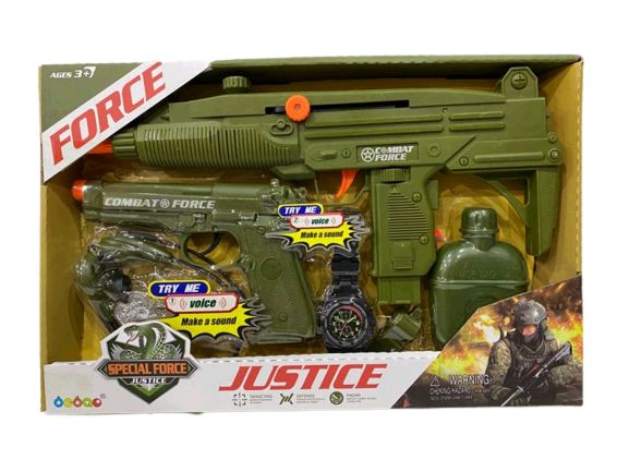 Φωτογραφία προϊόντος: Blue Toys Όπλο Justice Force σετ 2 Όπλα με Πυξίδα, Σφυρίχτρα και Χειροβομβίδα (MKI272024)