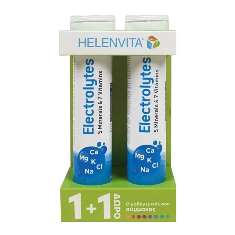 Φωτογραφία προϊόντος: Helenvita Promo Electrolytes 5 Minerals +amp; 7 Vitamins Orange 40 Effer.tabs (2x20 Effer.tabs)
