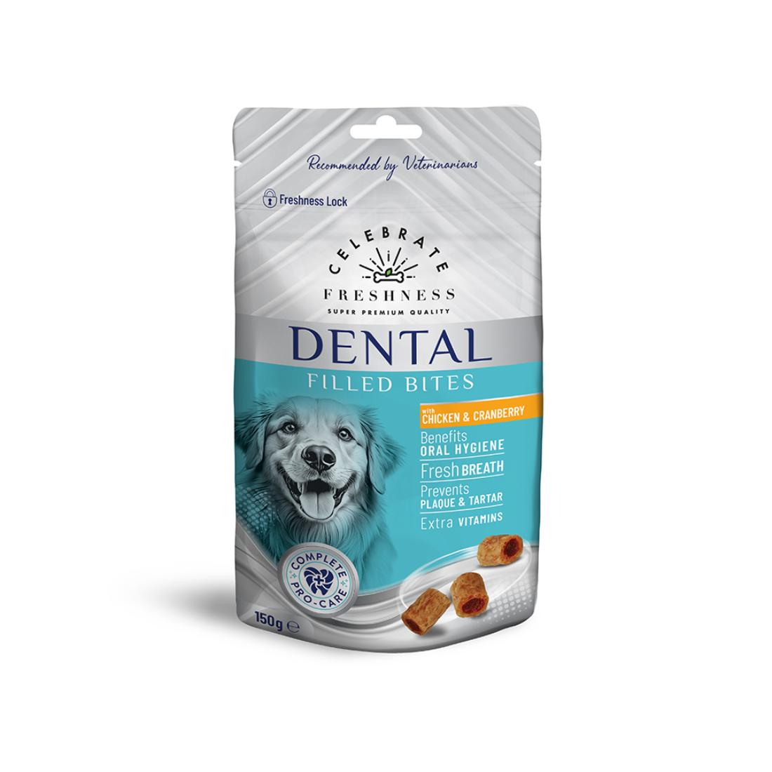 Φωτογραφία προϊόντος: CELEBRATE FRESHNESS DENTAL FILLED BITES CHICKEN & CRANBERRY 150gr