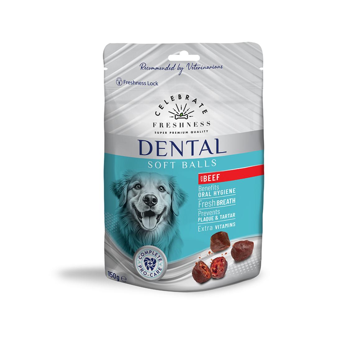 Φωτογραφία προϊόντος: CELEBRATE FRESHNESS DENTAL SOFT BALLS BEEF 150gr