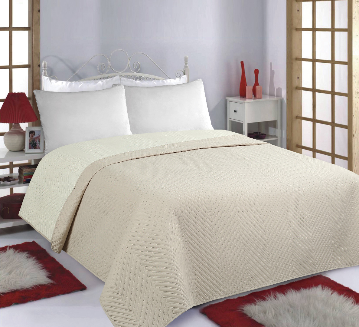 Φωτογραφία προϊόντος: SilkFashion ΚΟΥΒΕΡΛΙ σετ (170cm x 220cm) BONES beige/ivory