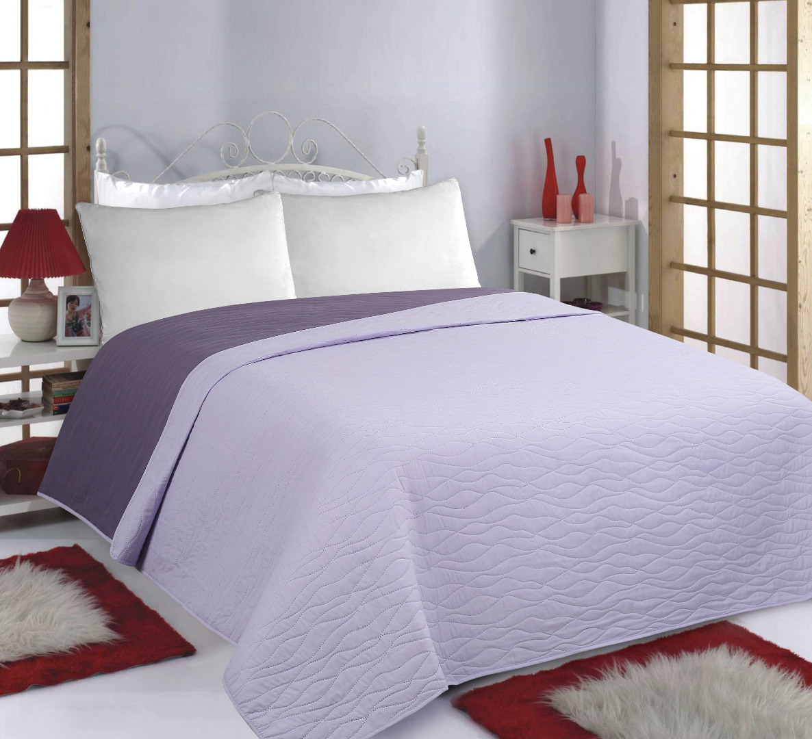 Φωτογραφία προϊόντος: SilkFashion ΚΟΥΒΕΡΛΙ σετ (240cm x 260cm) WAVES lila/purple