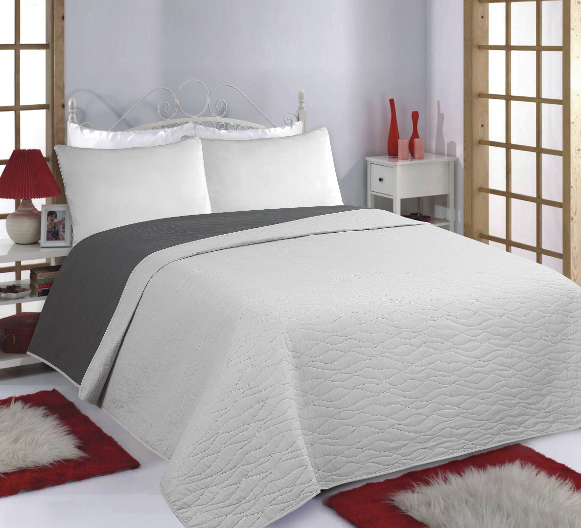 Φωτογραφία προϊόντος: SilkFashion ΚΟΥΒΕΡΛΙ σετ (240cm x 260cm) WAVES grey/anthracite