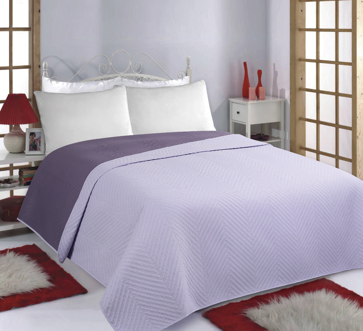 Φωτογραφία προϊόντος: SilkFashion ΚΟΥΒΕΡΛΙ σετ (220cm x 240cm) BONES lila/purple