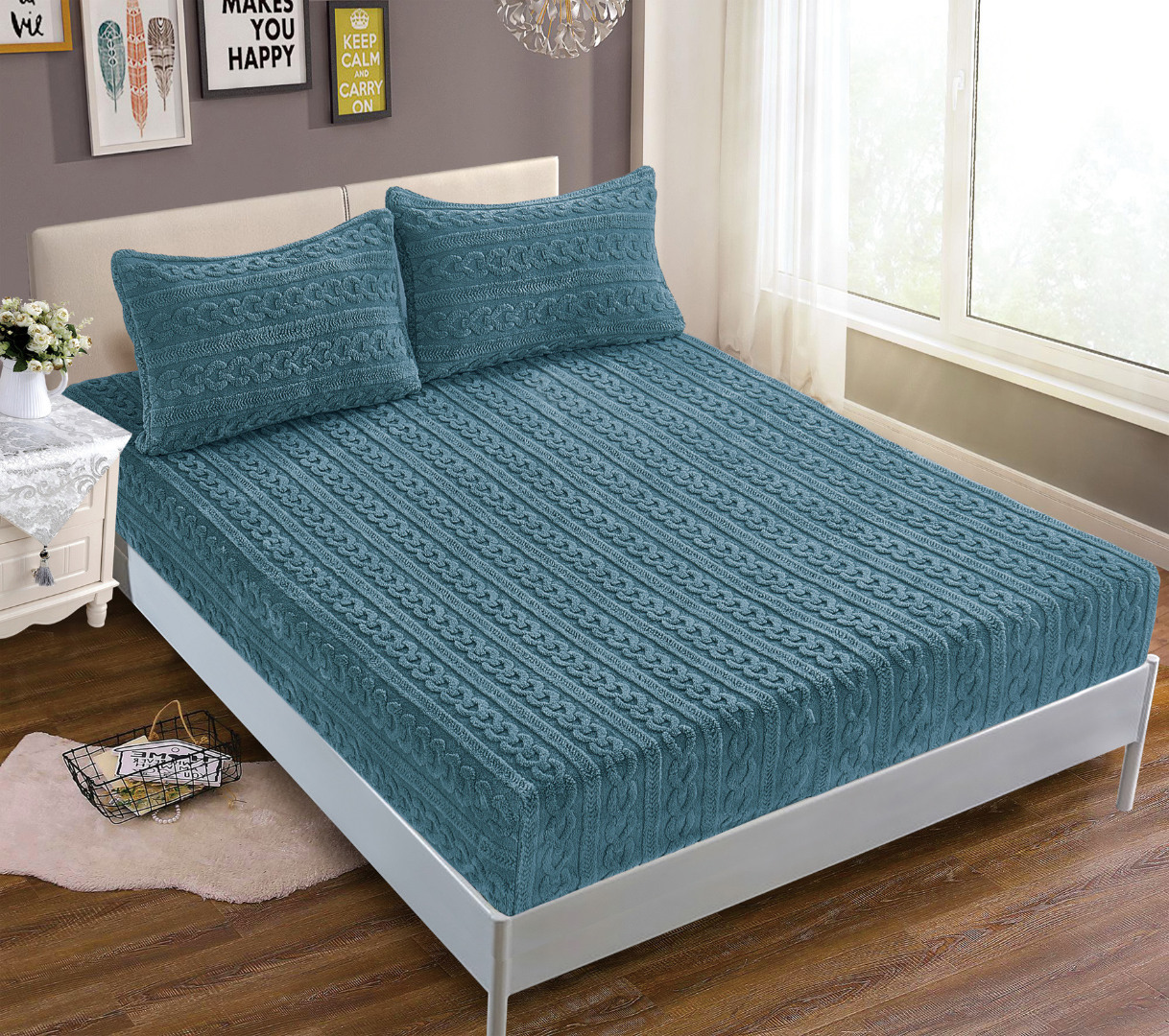 Φωτογραφία προϊόντος: SilkFashion Σεντόνι fleece braid (160cm x 200cm ) ραφ