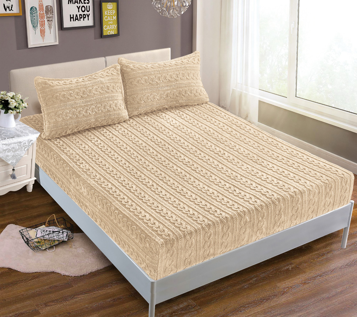 Φωτογραφία προϊόντος: SilkFashion Σεντόνι fleece braid (100cm x 200cm ) ivory