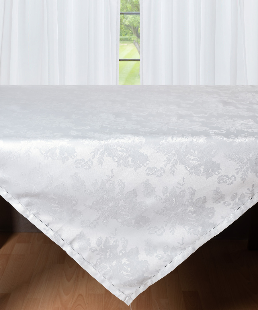 Φωτογραφία προϊόντος: SilkFashion Ζακάρ τραπεζοκαρέ HLS010 (140cm x 140cm) λευκό