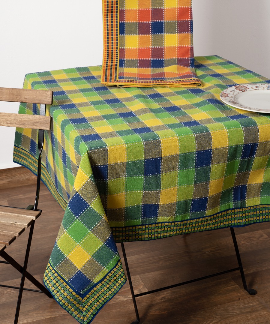 Φωτογραφία προϊόντος: SilkFashion τραπεζοκαρέ (140cm x 140cm) moda καρό μπλε