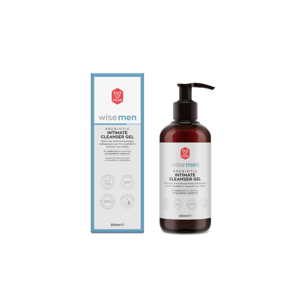 Φωτογραφία προϊόντος: Vican Wise Men Prebiotic Intimate Cleanser Gel Καθαρισμός για την Αντρική Ευαίσθητη Περιοχή 250ml
