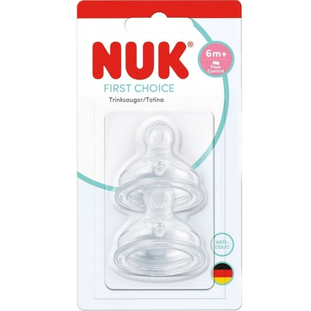 Φωτογραφία προϊόντος: Nuk Θηλές Σιλικόνης First Choice Με Έλεγχο Ροής 6m+ Flow Control 2τμχ