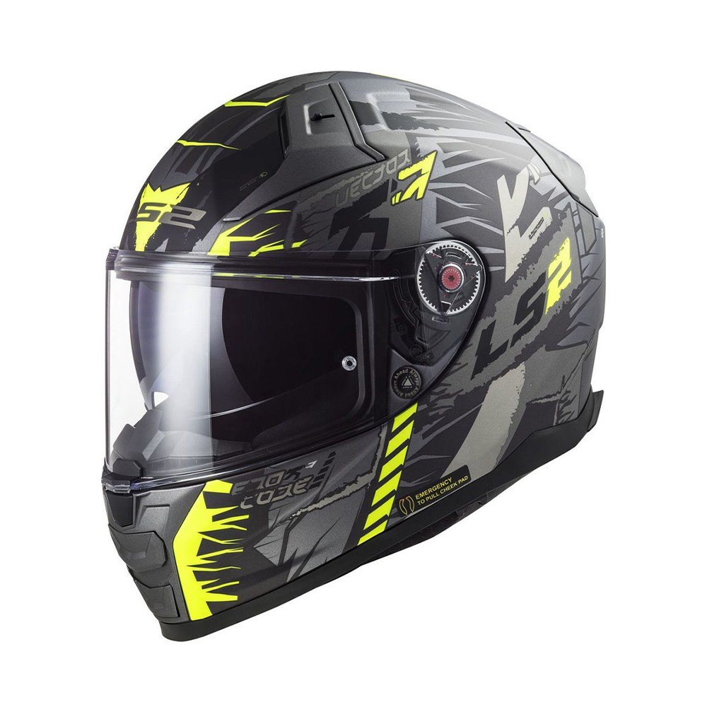Φωτογραφία προϊόντος: ΚΡΑΝΟΣ FULL FACE VECTOR II FF811 TECHBOT MATT TITANIUM H-V YELLOW ECE 22.06 | LS2