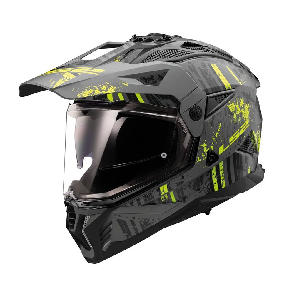 Φωτογραφία προϊόντος: ΚΡΑΝΟΣ DUAL MX702 PIONEER II CRAZY MATT BLACK/H-V YELLOW ECE 22.06 | LS2