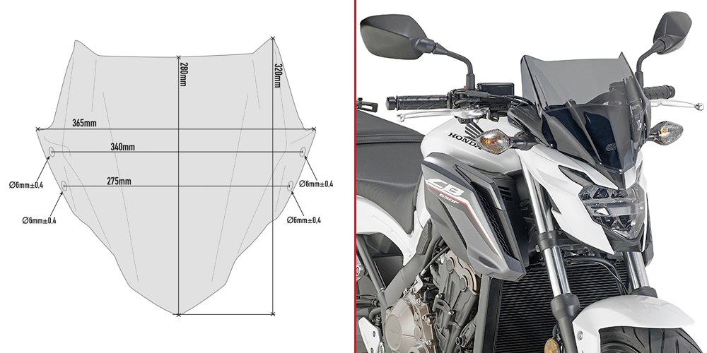 Φωτογραφία προϊόντος: ΖΕΛΑΤΙΝΑ ΦΙΜΕ A1159 ΓΙΑ HONDA CB650 F '17-'18 | GIVI