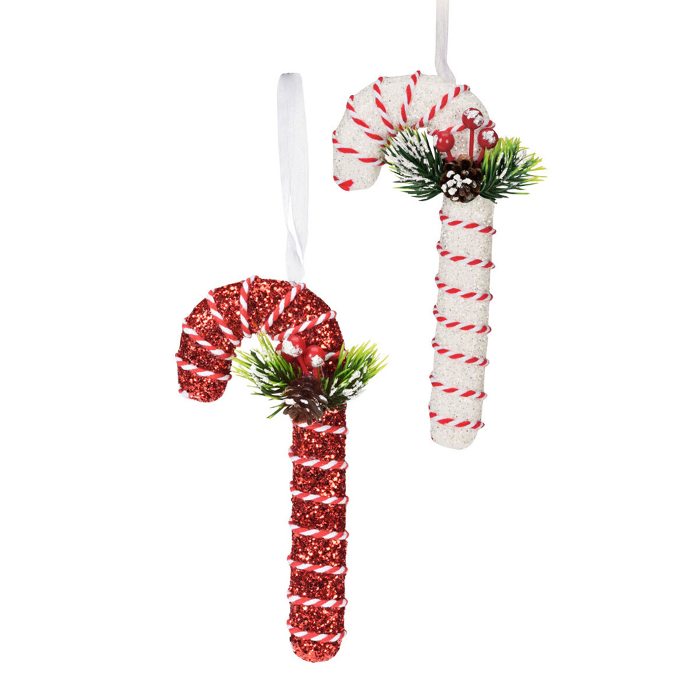 Φωτογραφία προϊόντος: Στολίδια δέντρου Candy Cane λευκό/κόκκινο 2 τεμ. Euronova